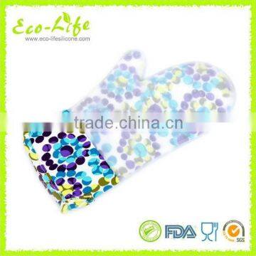 Heat Resistant Quilted Silicone Cotton Lining Gloves, BBQ Silicone Mitts photo-3