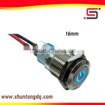 12v 16mm automotive waterproof momentary with led push button switch