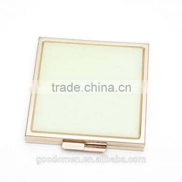 gold color square metal compact mirror glass