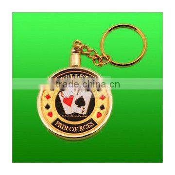 Custom design electroplating poker chip keyring for souvenir