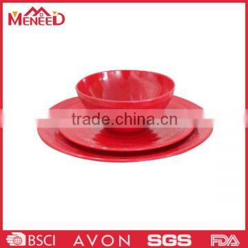 Factory new design round red color circle 12 pcs dinnerware set