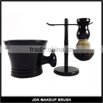 3pcs Shave Set, 100% Pure Badger Hair Shaving Brush, Shaving Soap Bowl and Metal Razor Stand in Black