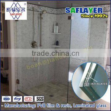 Tempered laminated glass with PVB film for frameless translucent shower door