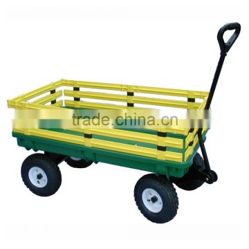 Garden tool cart Man-powered hauling cart with plastic tray