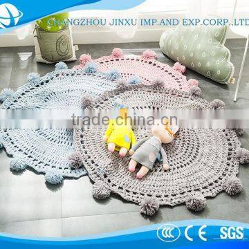 Hot Sale Handmade Corchet Rug With Pompons for Baby Room Decorative