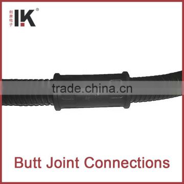 Different material connector for corrugated pipe