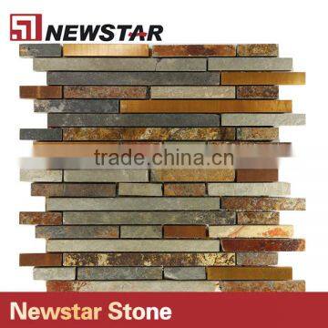 Newstar Factory Price Natural Stacked Stone Bachsplash Single Slate Mosaic photo-2