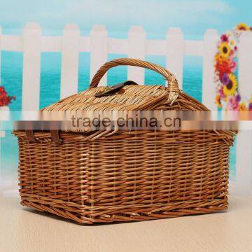 wholesale Large empty cheap wicker basket with lid for picnic