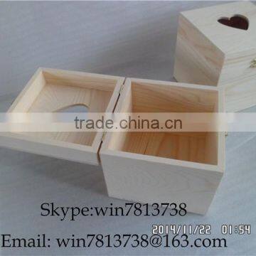 Low Price Natural Pine Wood High Quality Christmas Gift Package Box With Heart Shape Lid Square Tea Flower Box In Stock 13*13*13