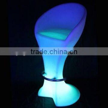 Led Plastic Folding Plastic Lounge Beach Chair With Leather Cube Stool for Party