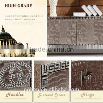 E106 Postmodern Western-style High Quality Stainless Steel Crocodile PU tv Stand/cabinet photo-3