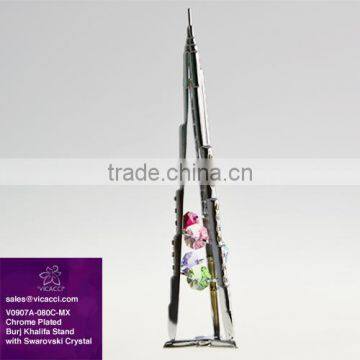 Chromed Plated Dubai Burj Khalifa Stand With crystals from swarovski