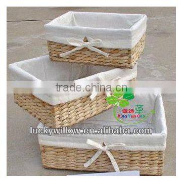 2016 new product straw storage basket with lining &handle for starred hotel wholesale