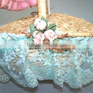 Natural Split Wicker Garden Flower Plant Basket With Lace and Handle photo-3