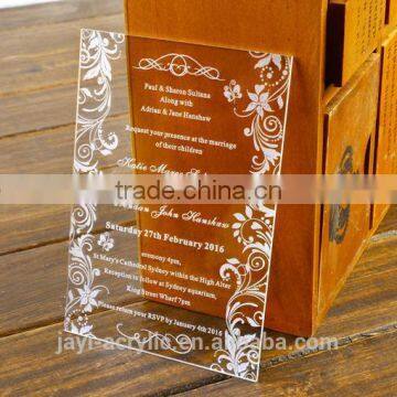 2016 Elegant New Style Clear Luxury Acrylic Laser Cut Wedding Invitation Card, Butterfly Wedding Invitation Card