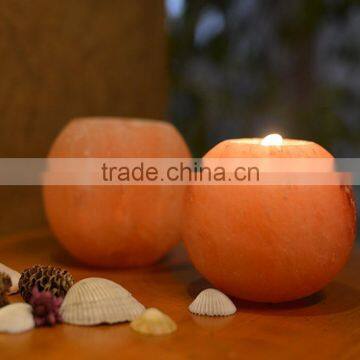 Handmade Candleholder Himalayan Round Crystal Rock Salt Votive Candle Holder photo-3