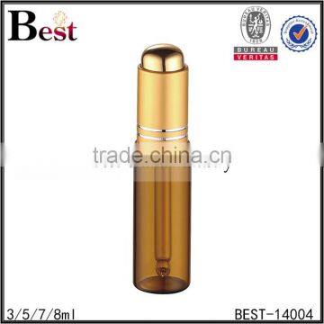 Best Selling 3ml 5ml 7ml 8ml Cosmetic Essential Oil Bottle Perfume Glass Amber Golden Aluminum Pump Glass Perfume Bottle China photo-5