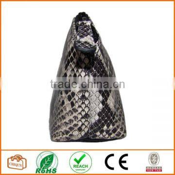 Leather Cosmetic Pouch Python Black photo-3