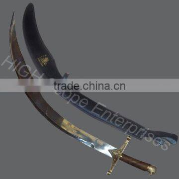 Belly Dance Sword Balanced Stainless Steel With Cover Handle Natural Color Wood