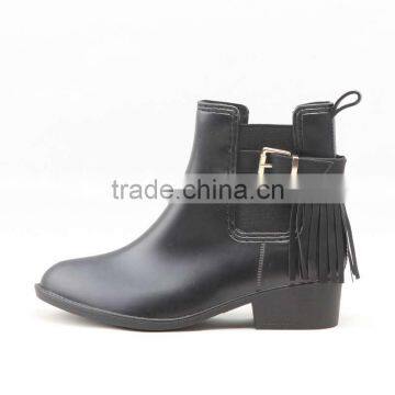 2017 new low heel pointed toe women rain shoes boots with buckle tassels decorations