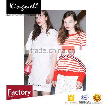 Wholesale organic white cotton fabric with 100% cotton for lady dress