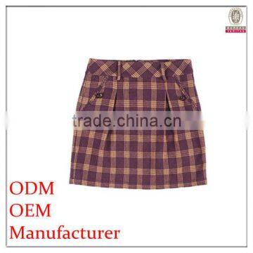 New Arrival good quality check fabric sexy mini skirt models