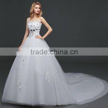 MGOO Customised Ball Gown Floor Length Wedding Dress For Women Christian Wedding Dress Lace Sleeveless Elegant photo-3