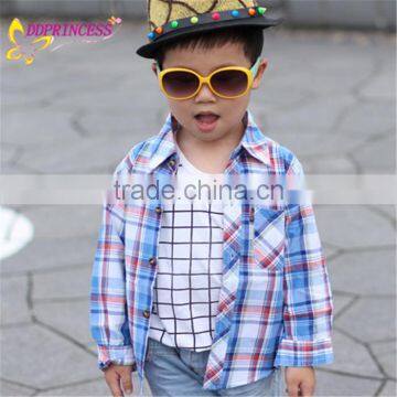 china new design long sleeve comfortable plaid shirt for baby boy