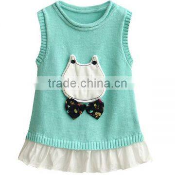 Sleeveless kids summer knit dress new style baby girl frill dress