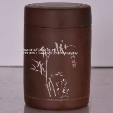 Bamboo Design China Antique Hand Painted Tea Caddy Nixing Ceramic Tea Canister