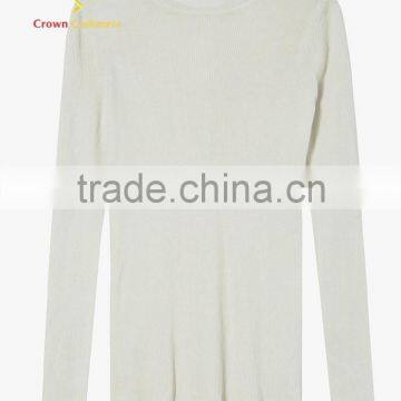 White Women Round Neck Cashmere Pullover Sweater photo-4