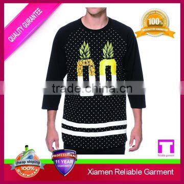 New Design 100% Cotton 3/4 Sleeve Long Line t Shirt Men , High Quality Wholesale Printing Custom Accepted photo-4