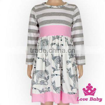 48BQA138 Lovebaby Long Sleeve Printed Animal Pattern Children Frock Design For 0-6 Years Old Girl photo-2