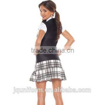 Juqian 2016 Young Girl Sexy School Uniform Pleated Skirt and Lace Shirt Beautiful Adult Sexy School Girl Uniform photo-6