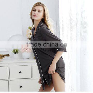 The spring and autumn period and the modal seven shirt sleeve pajamas women summer thin sexy nightgown loose big yards