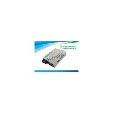 Single Fiber SM SC Fiber Media Converter , 100KM 10 / 100M 1310 & 1550 nm