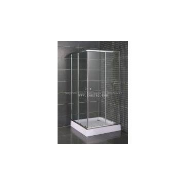 Simple corner shower enclosure with chrome aluminum profile