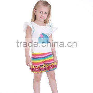 Wholesale blank baby clothes toddler summer pants girls icing ruffle shorts