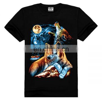 Wolf print wholesale 100% cotton crew neck t shirts,crew neck t shirts