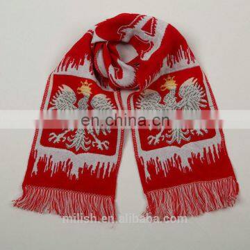 SC-0037 Acrylic soccer scarf custom print knitted jacquard club football fan scarf