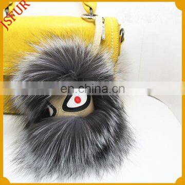 2016 newest monster emoji silver fox fur pompom fashion accessory