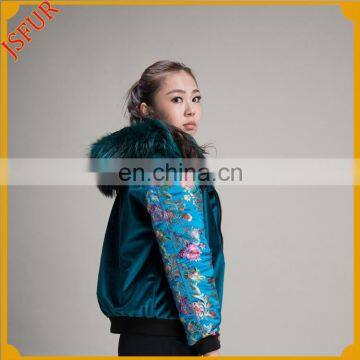 Various Styles Plain Reflective MenVelvet Panelled Leather Bomber Jacket photo-2