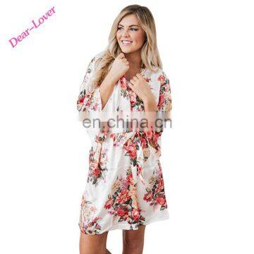 Ladies Sexy Open Front Floral Printed Bedtime Silky Bath Babydoll Chemise