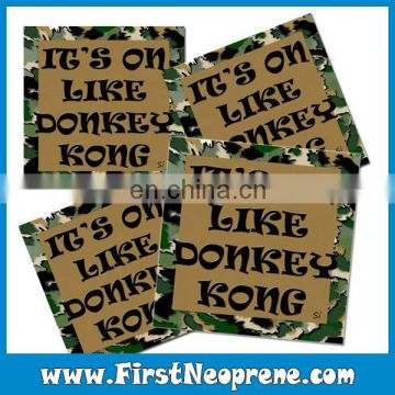 Camo Camping Trip Rubber Coaster Customized