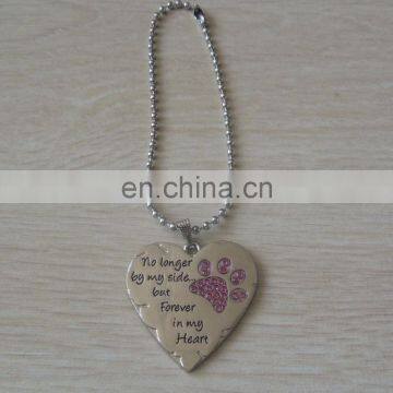 shiny heart shaped engraved jewelry bracelet with ball chain