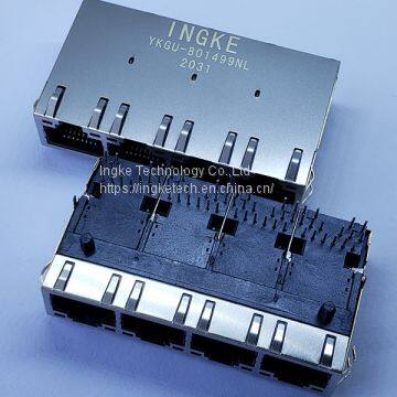 INGKE YKGU-801499NL Direct Substitute L826-1A4T-32-F 4 Port Low Profile Gigabit RJ45 Through Hole Magnetic Jack Connectors
