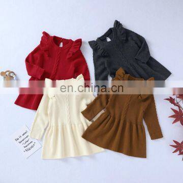 Winter Baby Girl Knitted Dress Warm Autumn Toddler Girls Ruffled Sleeve Sweater Dress Clothing Outfits Christmas Dresses