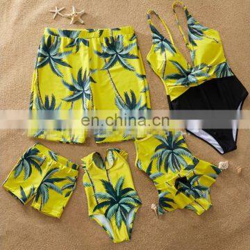 Summer Parent-Kids Swimwear Family Coconut Palm Print Hawaii Beach Swimsuit Unisex photo-2