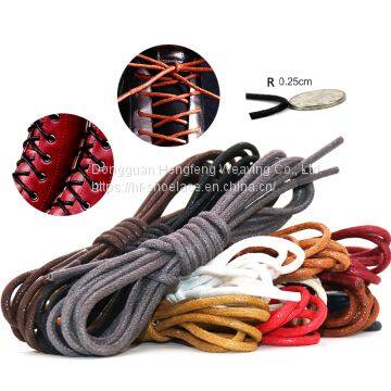 Premium Shoe Laces Cotton Thin Dress Black Leather Waxed Custom Round Shoelaces photo-2