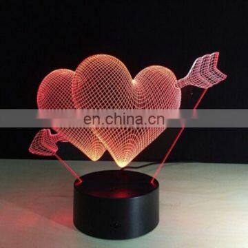 3D Night Light Lamp LOVE Heart Christmas Valentine's Day Gift for Lover photo-3